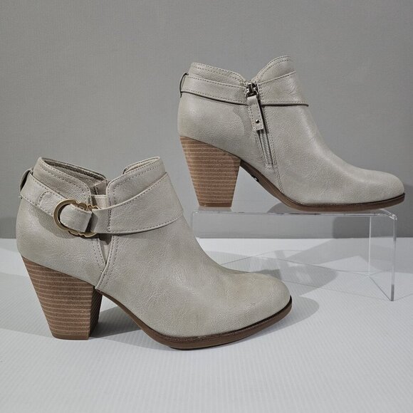 NEW Dr Scholls Kickstart Ankle Bootie Womens 9.5 Taupe Block Heel Buckle Neutral - Picture 3 of 14